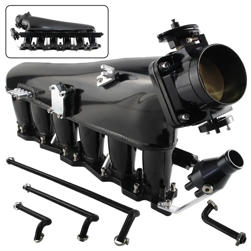 Ansaugbrücke + Kraftstoffrail + 90mm Drosselklappe für Nissan Skyline R32 RB20DET (1989–1994) – Aluminium Billet Intake Kit für RB20 2.0L Turbo