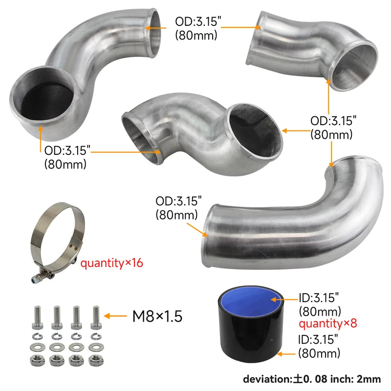 Ladeluftkühler-Rohrleitungskit (Front-Mount) passend für **Nissan Skyline R33 / R34 GTR RB26DETT**, erhältlich in **Schwarz / Rot / Blau**