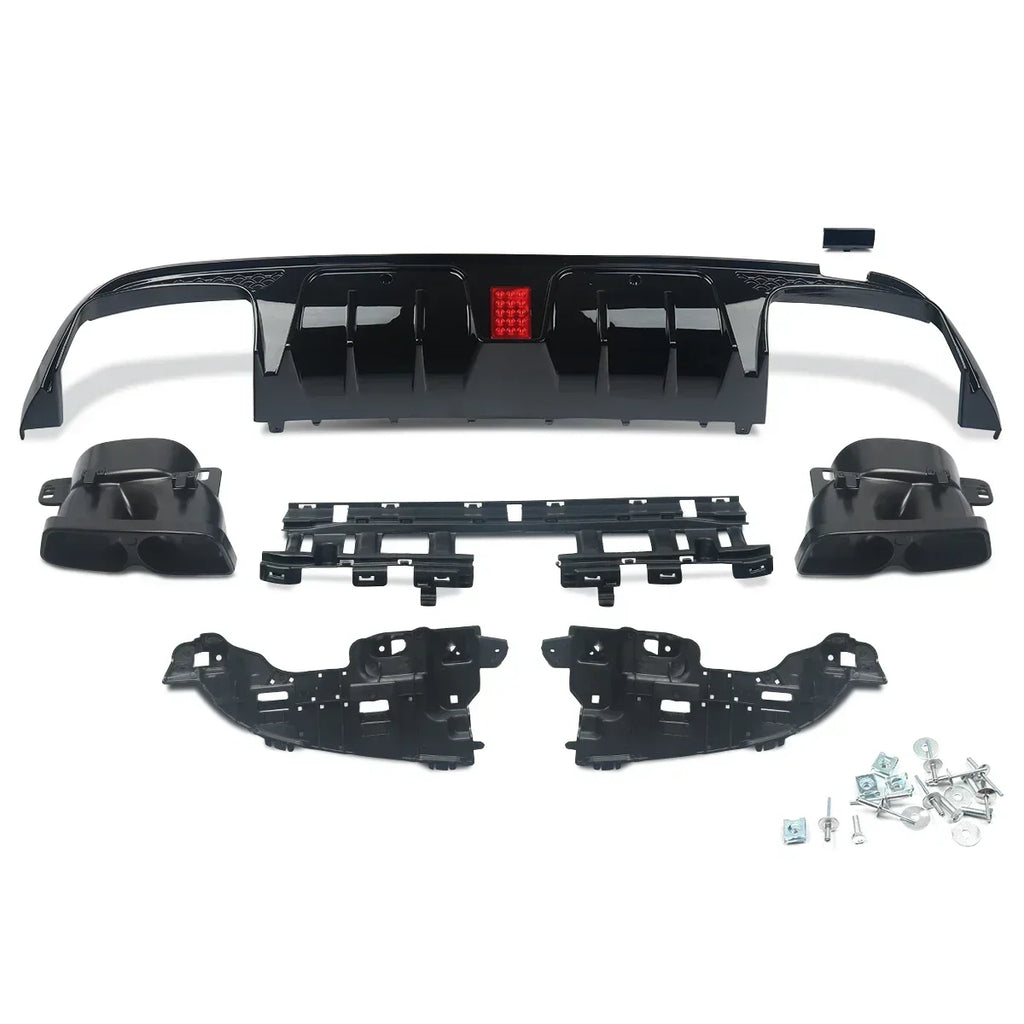Heckdiffusor im Carbon-Look oder Schwarz für Mercedes C63/C63S/C43 AMG W205 Limousine (2015–2021) – inkl. Endrohrblenden