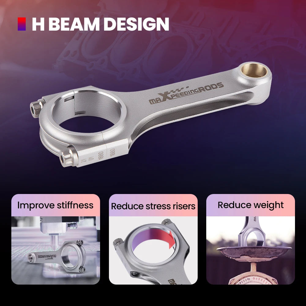 Maxspeeding Rods Pleuelstangen Set für Toyota Supra 2JZ / 2JZ-GE / 2JZ-GTE Motor – 142 mm Schmiedestahl EN24 (4340) mit ARP 2000 Schrauben – TÜV-geprüft