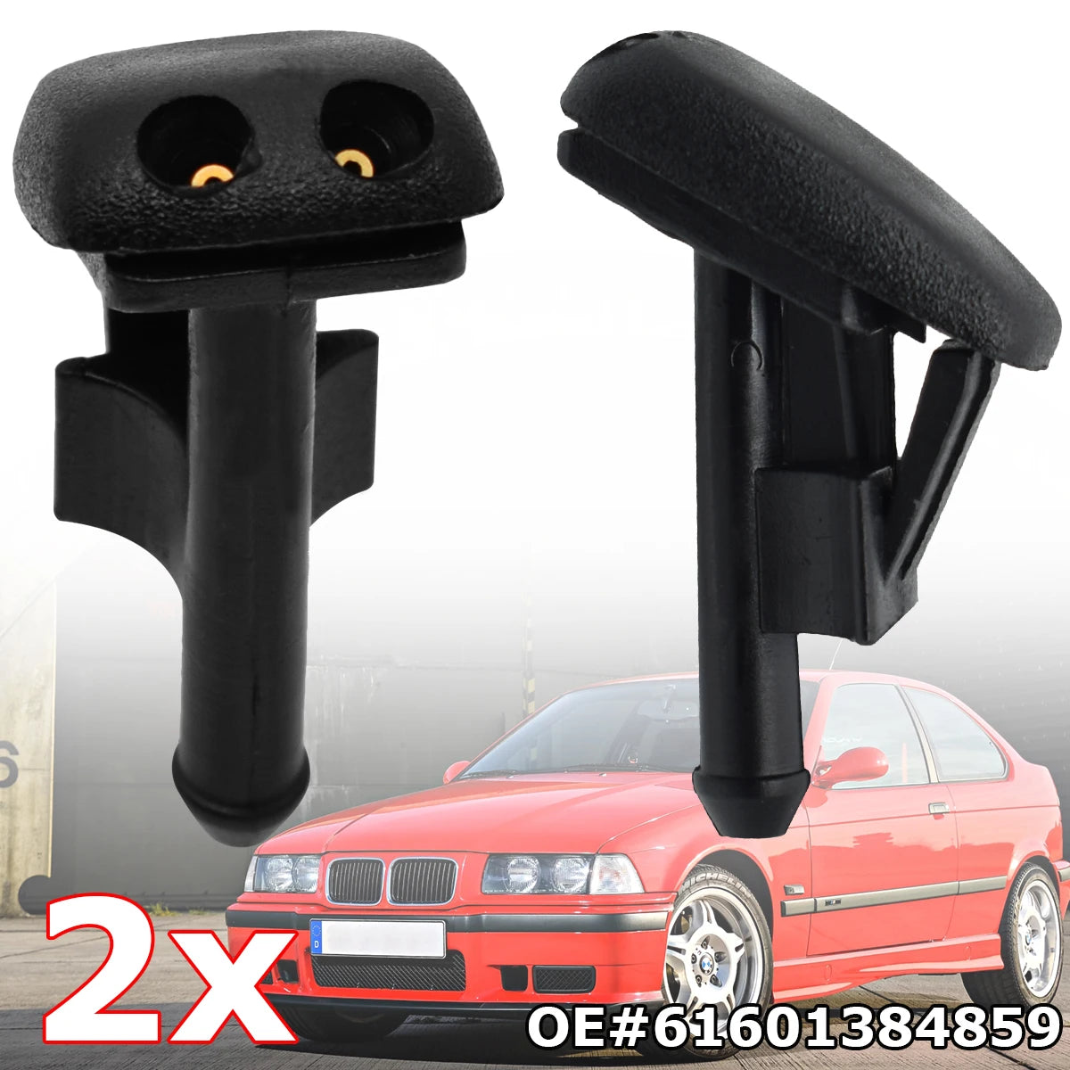 2x Scheibenwaschdüsen Front für BMW E36 3er 318i 323i 325i 328i M3 Z3 (1990–2000) – Ersatz für OE 61601384859 – Hochwertiger ABS Kunststoff