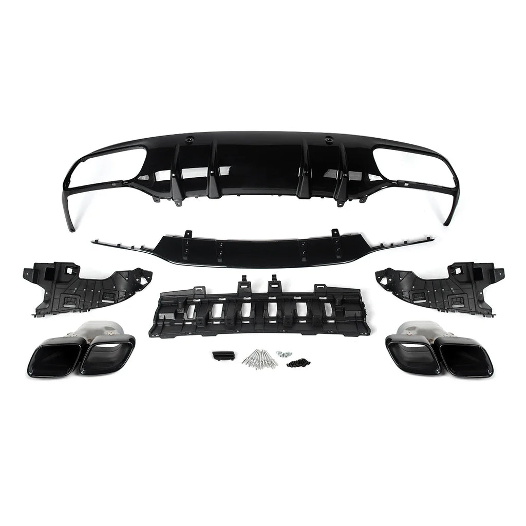 Heckdiffusor mit Endrohren im C63 Style für Mercedes-Benz C-Klasse C205 / A205 Coupé & Cabrio (2015–2018) – nur für AMG-Line Stoßstange
