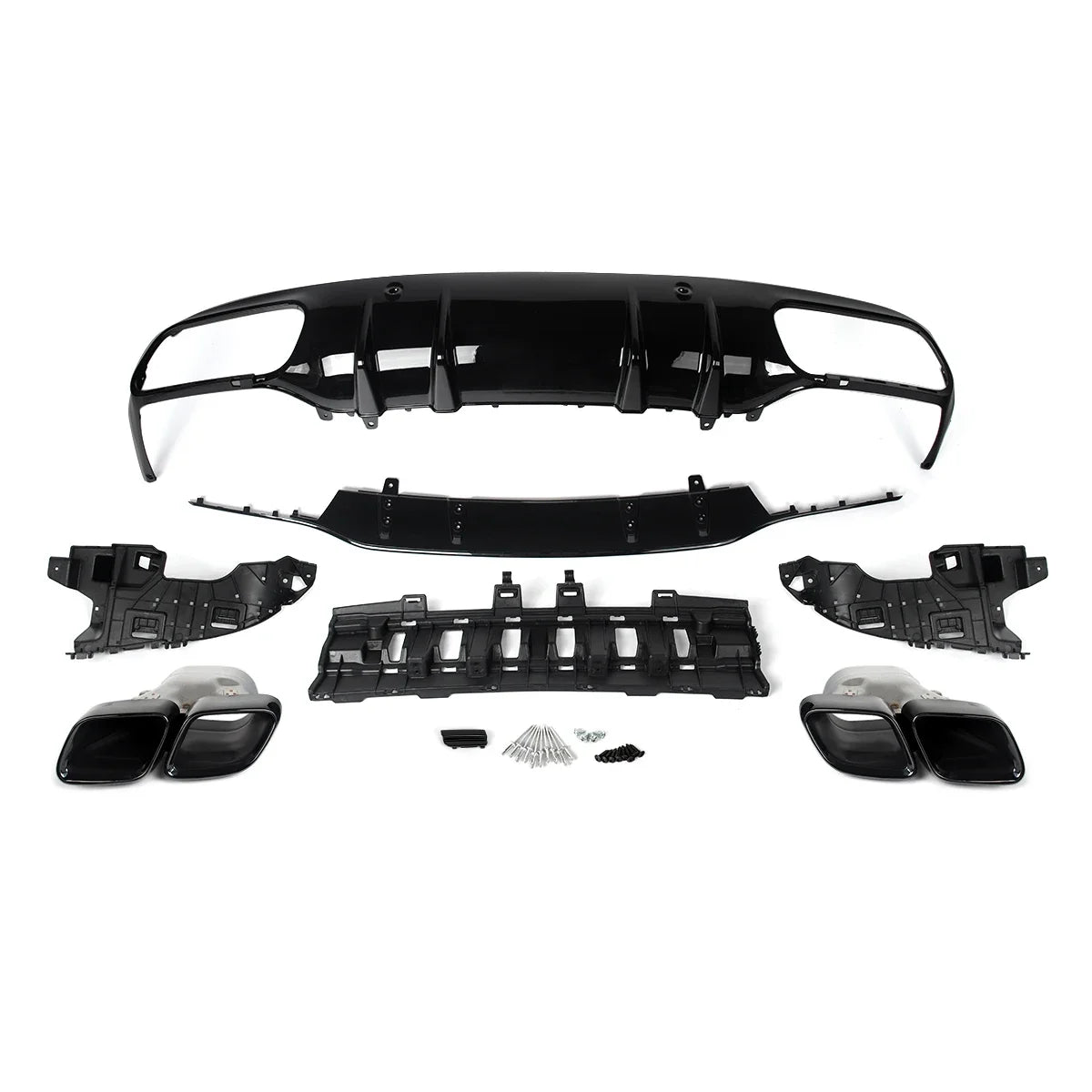 Heckdiffusor mit Endrohren im C63 Style für Mercedes-Benz C-Klasse C205 / A205 Coupé & Cabrio (2015–2018) – nur für AMG-Line Stoßstange