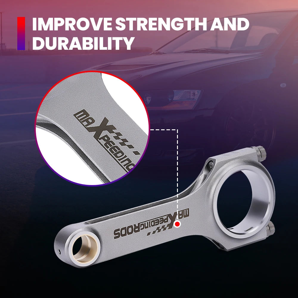 Maxspeeding Rods Pleuelstangen Set für Toyota Supra 2JZ / 2JZ-GE / 2JZ-GTE Motor – 142 mm Schmiedestahl EN24 (4340) mit ARP 2000 Schrauben – TÜV-geprüft