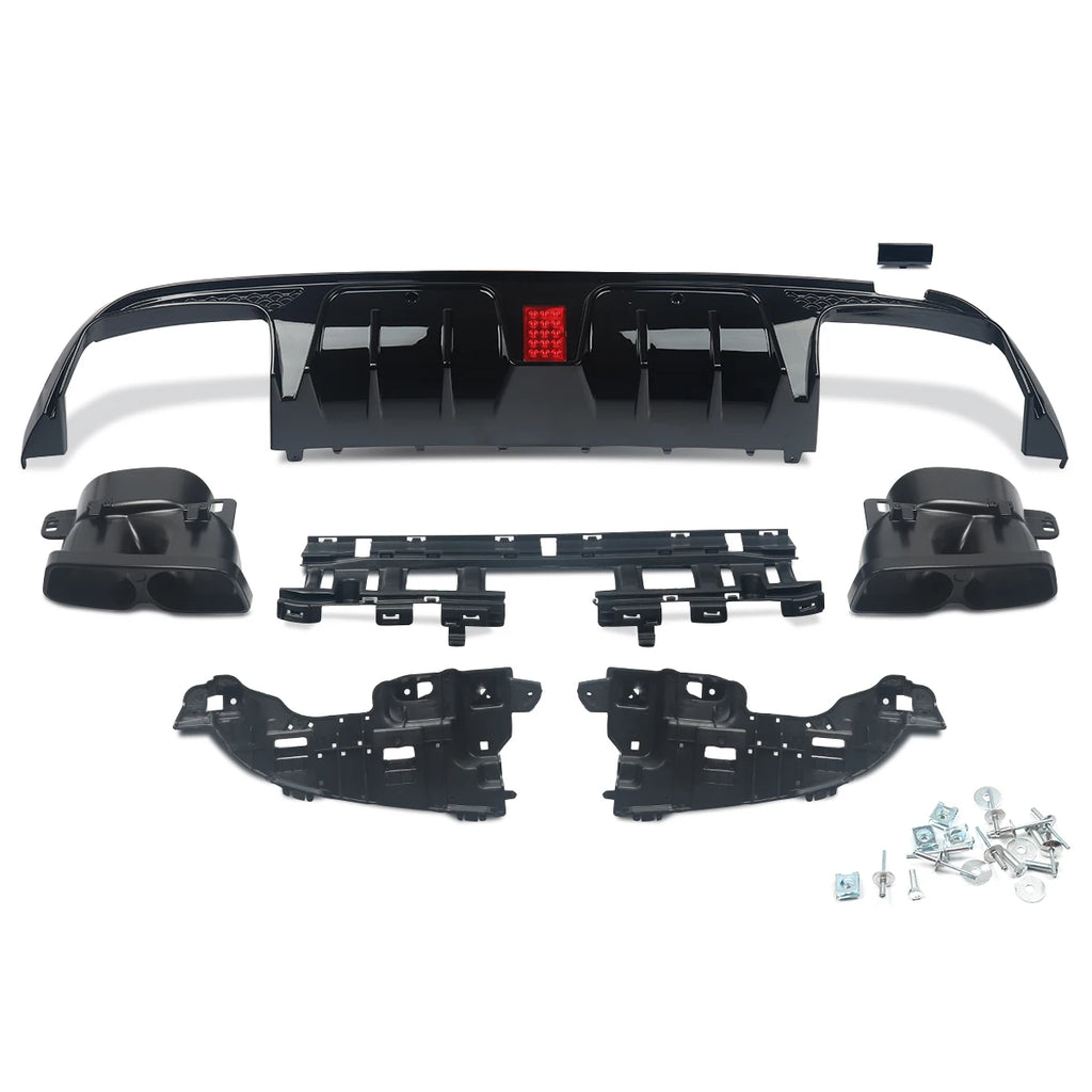 Heckdiffusor im Carbon-Look oder Schwarz für Mercedes C63/C63S/C43 AMG W205 Limousine (2015–2021) – inkl. Endrohrblenden