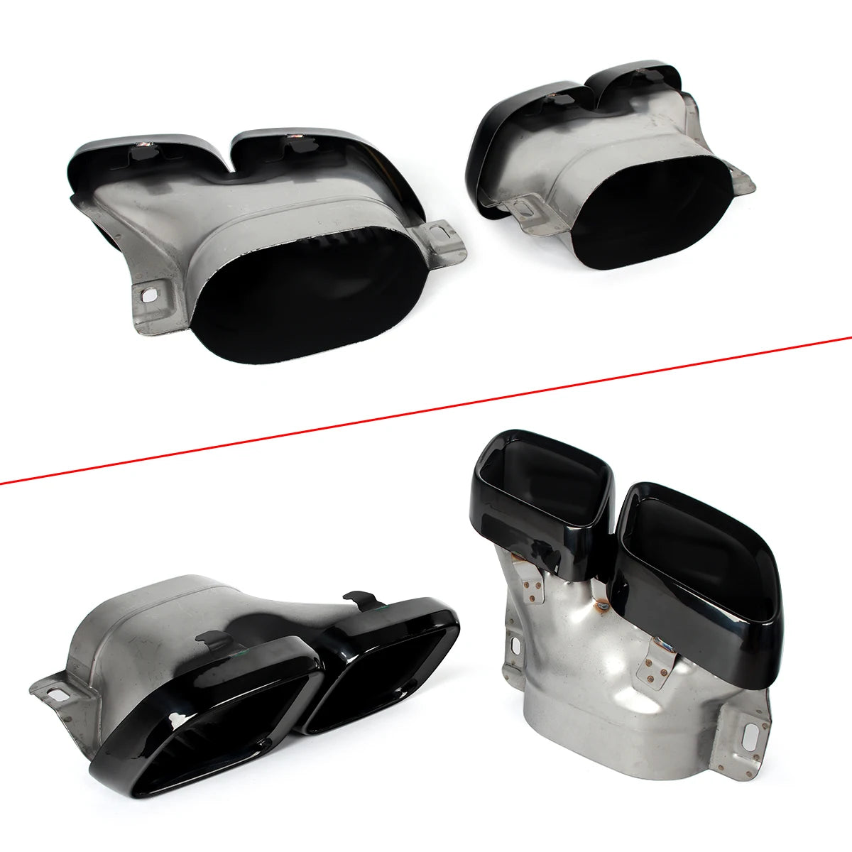 Heckdiffusor mit Endrohren für Mercedes C-Klasse W205 AMG-Line (2014–2021) – Limousine – Schwarz lackiert