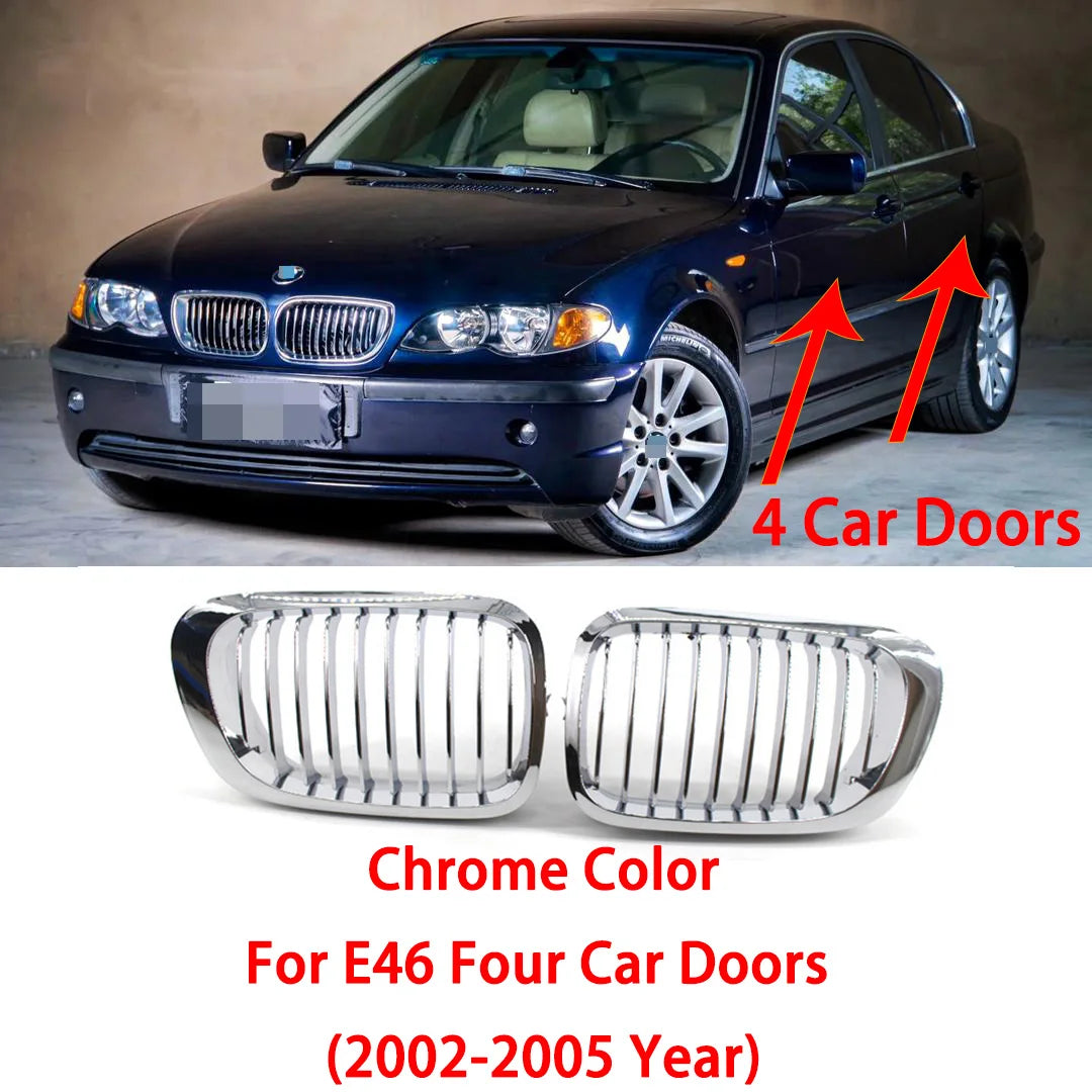 Doppelsteg-Nieren / Frontgrill in Schwarz für BMW 3er E46 Limousine (2002–2005) – Kühlergrill Set links & rechts, 320i / 325i / 325xi / 330i / 330xi