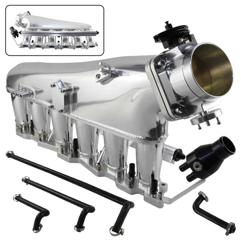 Ansaugbrücke + Kraftstoffrail + 90mm Drosselklappe für Nissan Skyline R32 RB20DET (1989–1994) – Aluminium Billet Intake Kit für RB20 2.0L Turbo