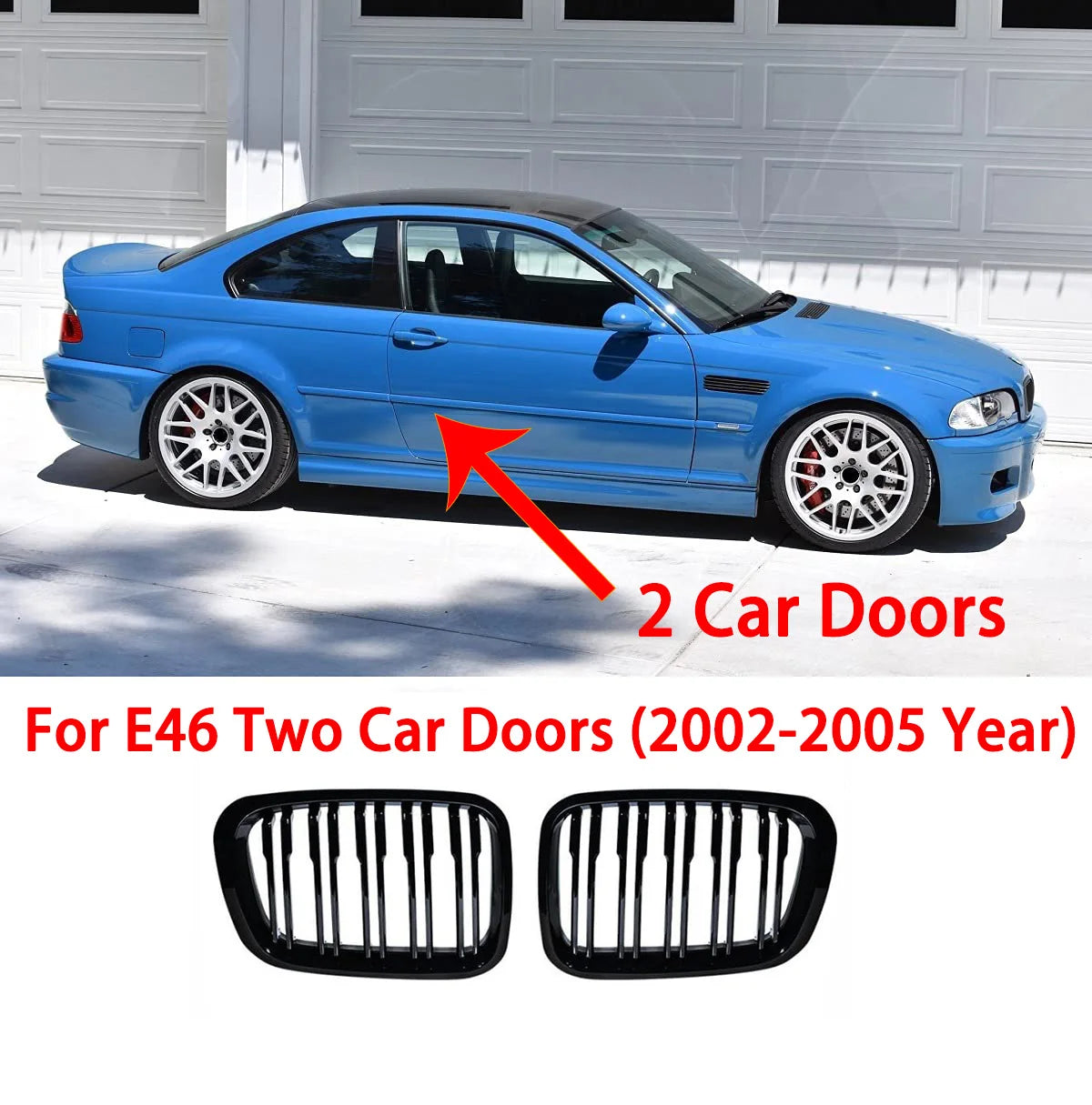 Doppelsteg-Nieren / Frontgrill in Schwarz für BMW 3er E46 Limousine (2002–2005) – Kühlergrill Set links & rechts, 320i / 325i / 325xi / 330i / 330xi