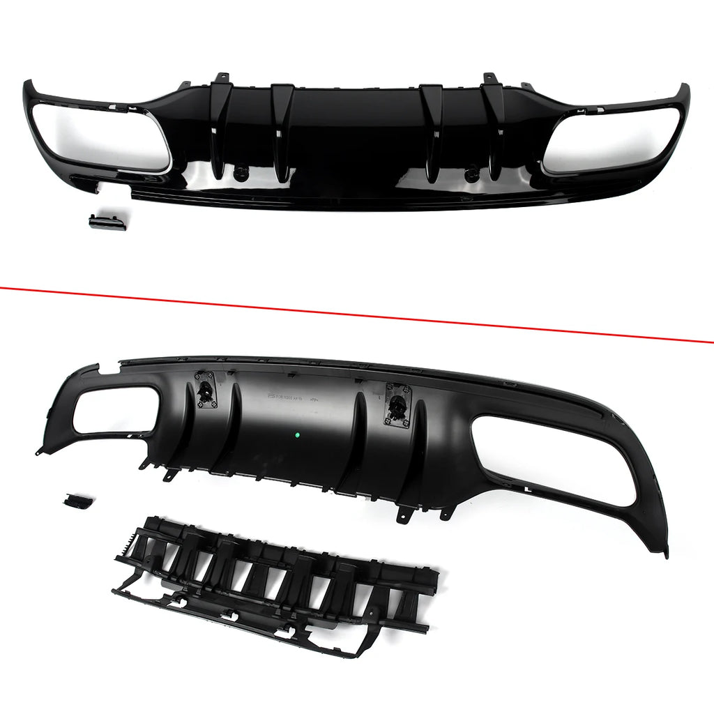 Heckdiffusor mit Endrohren für Mercedes C-Klasse W205 AMG-Line (2014–2021) – Limousine – Schwarz lackiert