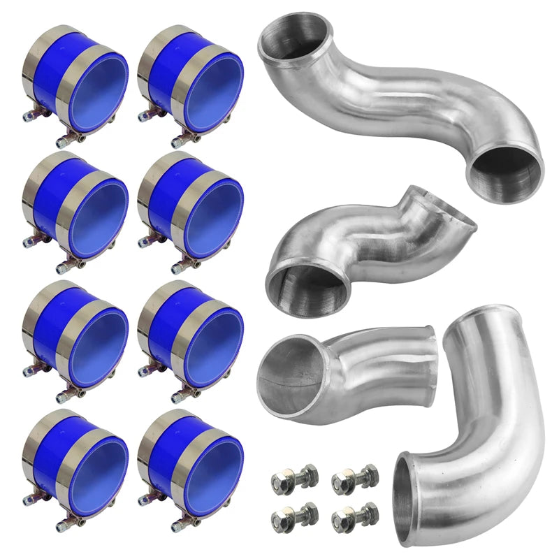 Ladeluftkühler-Rohrleitungskit (Front-Mount) passend für **Nissan Skyline R33 / R34 GTR RB26DETT**, erhältlich in **Schwarz / Rot / Blau**