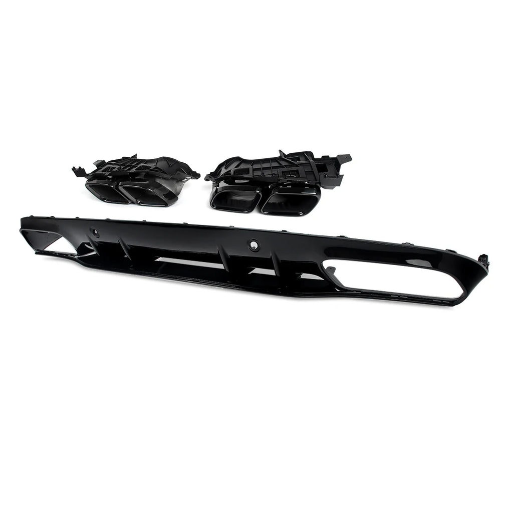 Heckdiffusor mit Endrohren im C63 Style für Mercedes-Benz C-Klasse C205 / A205 Coupé & Cabrio (2015–2018) – nur für AMG-Line Stoßstange