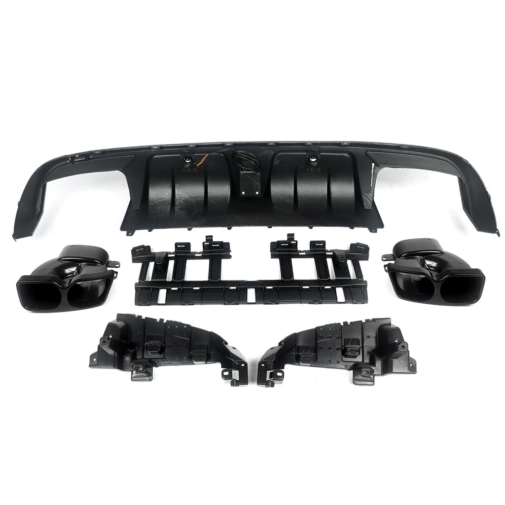 Heckdiffusor im Carbon-Look oder Schwarz für Mercedes C63/C63S/C43 AMG W205 Limousine (2015–2021) – inkl. Endrohrblenden
