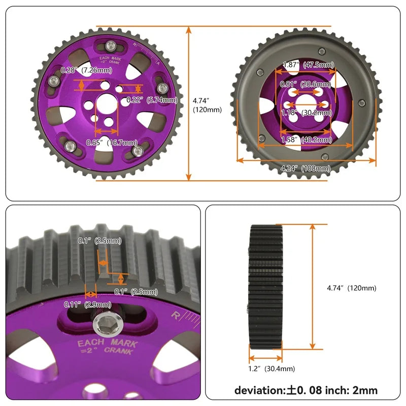 Nockenwellenräder + Zahnriemenabdeckung aus Polycarbonat für Nissan Skyline R32 / R33 RB25DET (1989–1998) – Cam Gear Pulleys & Timing Belt Cover