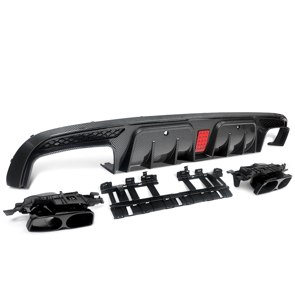 Heckdiffusor im Carbon-Look oder Schwarz für Mercedes C63/C63S/C43 AMG W205 Limousine (2015–2021) – inkl. Endrohrblenden