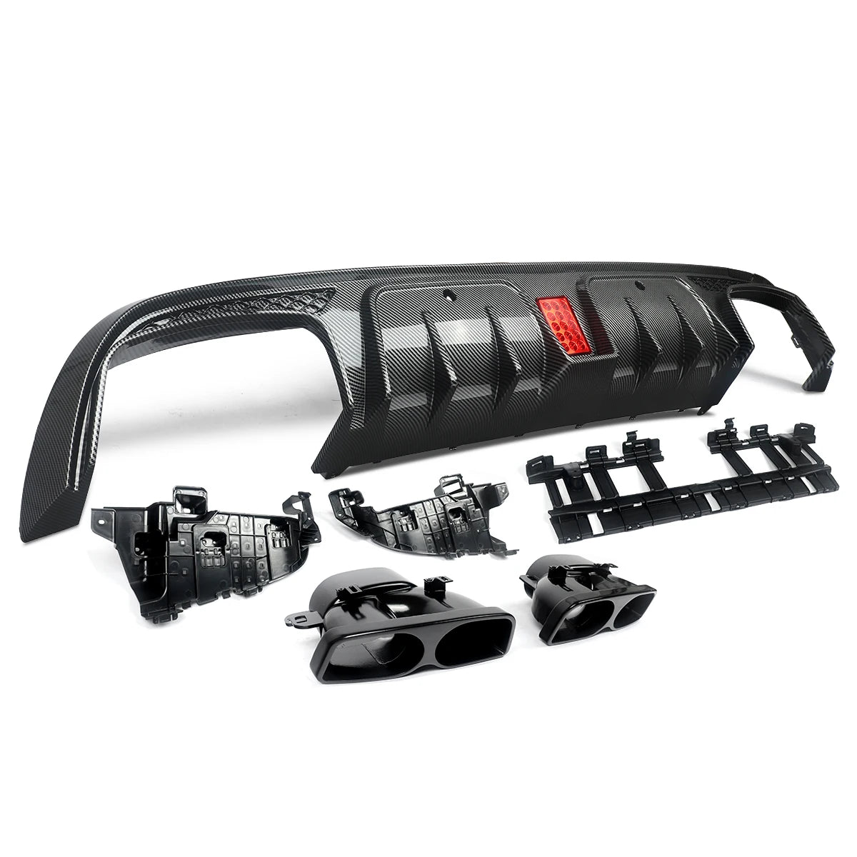Heckdiffusor im Carbon-Look oder Schwarz für Mercedes C63/C63S/C43 AMG W205 Limousine (2015–2021) – inkl. Endrohrblenden