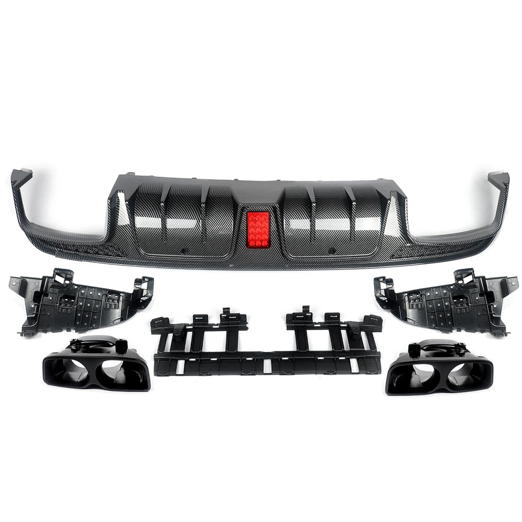 Heckdiffusor im Carbon-Look oder Schwarz für Mercedes C63/C63S/C43 AMG W205 Limousine (2015–2021) – inkl. Endrohrblenden