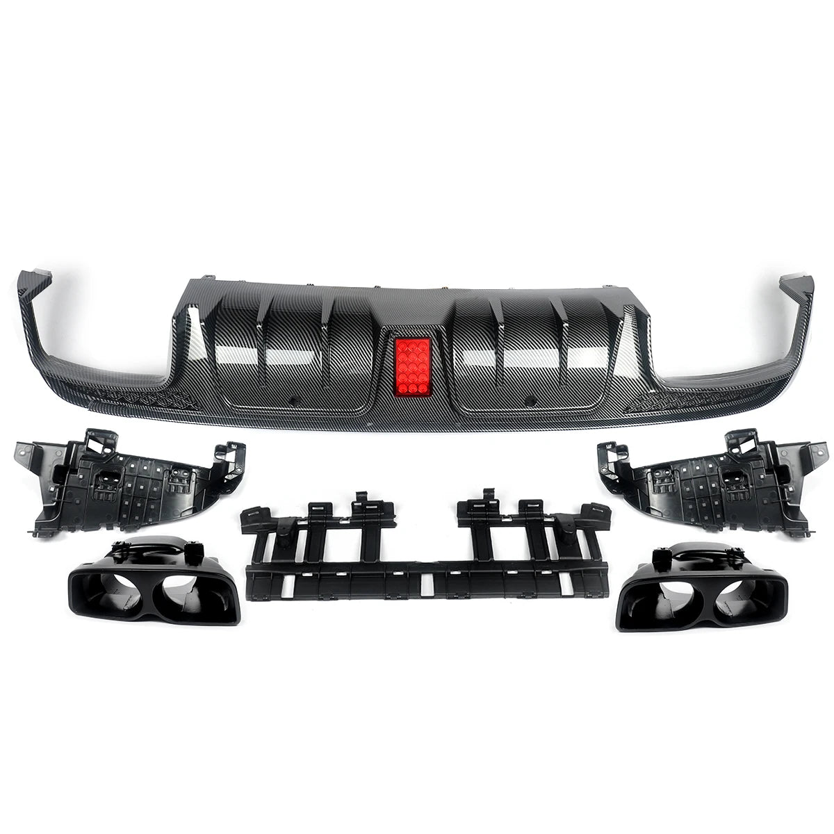 Heckdiffusor im Carbon-Look oder Schwarz für Mercedes C63/C63S/C43 AMG W205 Limousine (2015–2021) – inkl. Endrohrblenden