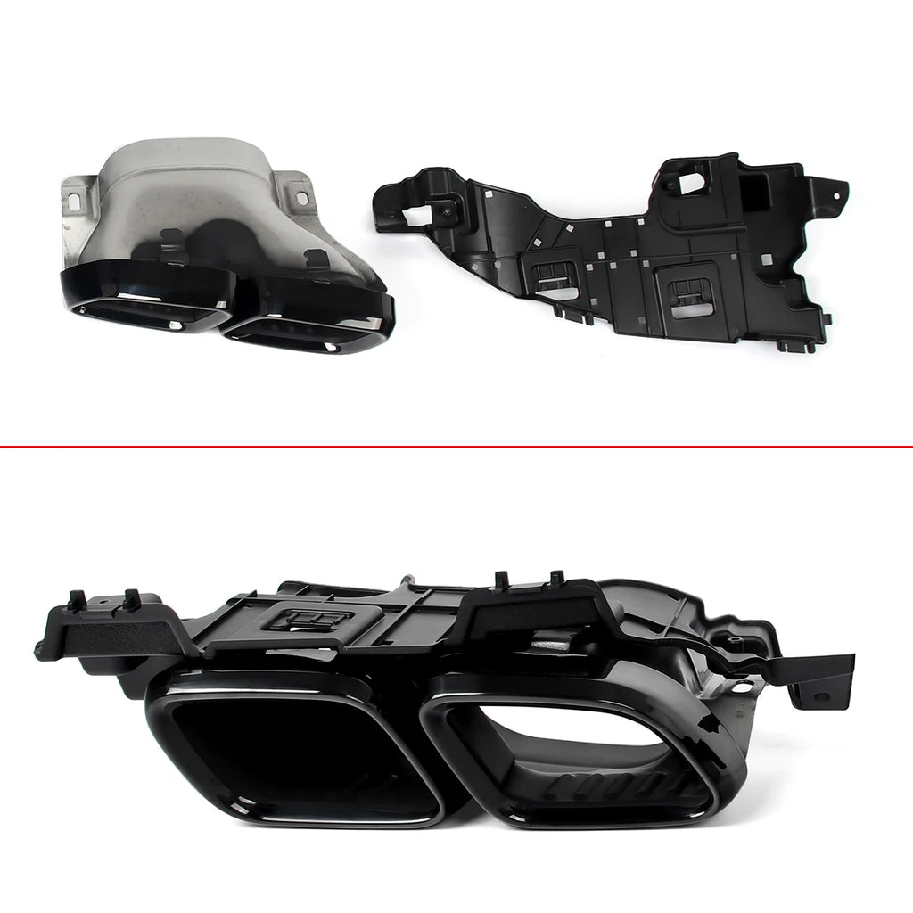 Heckdiffusor mit Endrohren für Mercedes C-Klasse W205 AMG-Line (2014–2021) – Limousine – Schwarz lackiert