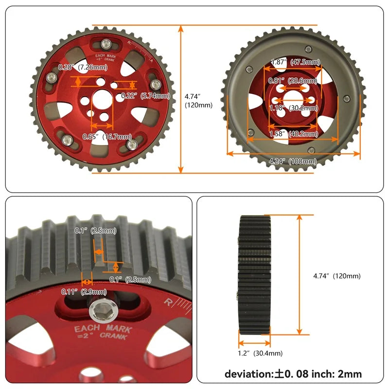 Nockenwellenräder + Zahnriemenabdeckung aus Polycarbonat für Nissan Skyline R32 / R33 RB25DET (1989–1998) – Cam Gear Pulleys & Timing Belt Cover