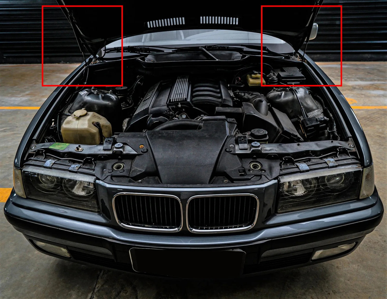 Motorhauben-Gasdruckdämpfer / Haubenlift für BMW 3er E36 Coupé & Cabrio (1992–1999) – 280N | Länge 415 mm | Ersatz für OEM 51238119558 / 51238199558