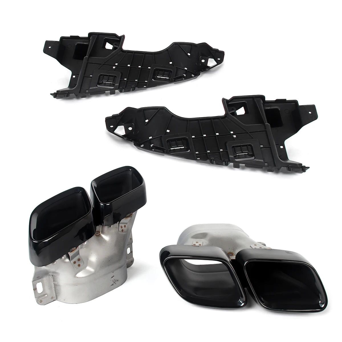 Heckdiffusor mit Endrohren im C63 Style für Mercedes-Benz C-Klasse C205 / A205 Coupé & Cabrio (2015–2018) – nur für AMG-Line Stoßstange