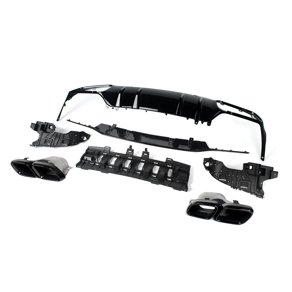 Heckdiffusor mit Endrohren im C63 Style für Mercedes-Benz C-Klasse C205 / A205 Coupé & Cabrio (2015–2018) – nur für AMG-Line Stoßstange