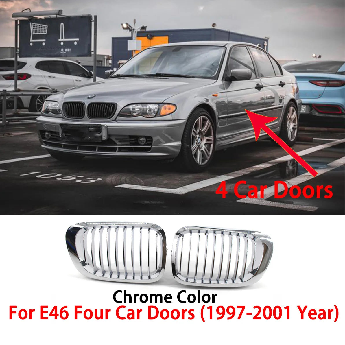 Doppelsteg-Nieren / Frontgrill in Schwarz für BMW 3er E46 Limousine (2002–2005) – Kühlergrill Set links & rechts, 320i / 325i / 325xi / 330i / 330xi