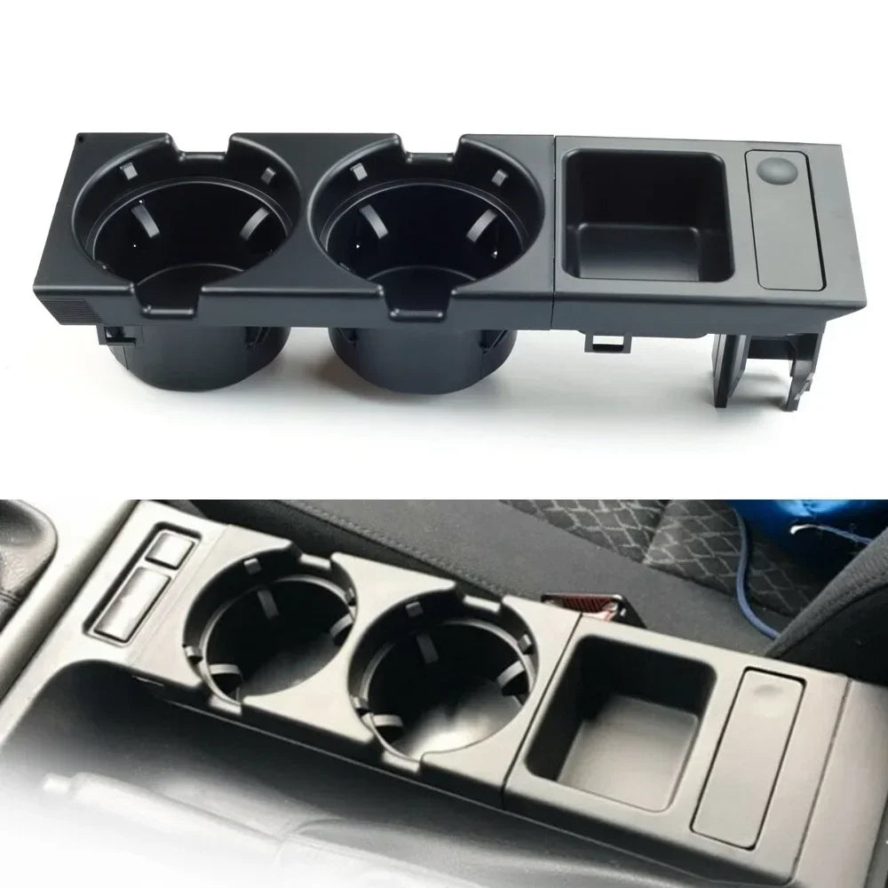 Doppelter Getränkehalter / Ablagefach Mittelkonsole für BMW 3er E46 (1998–2006) – Cup Holder + Münzfach, Ersatz für OEM 51168217953 / 51168217955