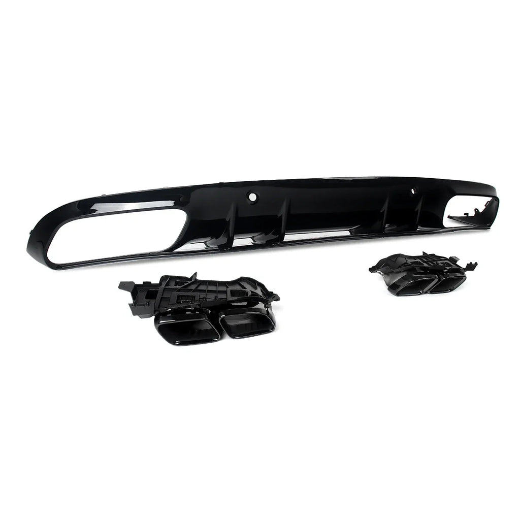 Heckdiffusor mit Endrohren im C63 Style für Mercedes-Benz C-Klasse C205 / A205 Coupé & Cabrio (2015–2018) – nur für AMG-Line Stoßstange