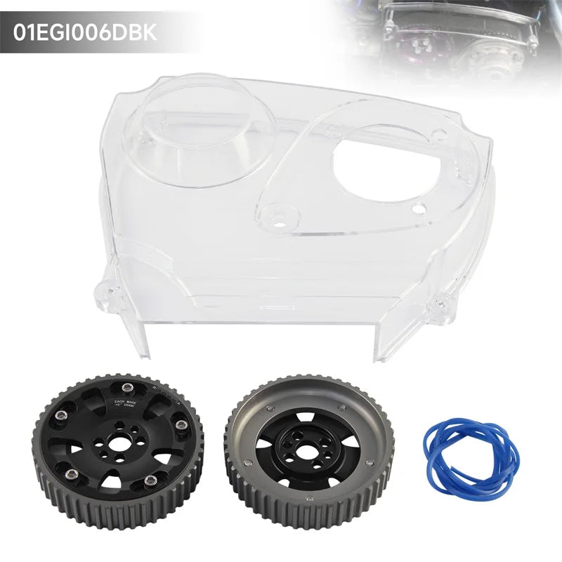 Nockenwellenräder + Zahnriemenabdeckung aus Polycarbonat für Nissan Skyline R32 / R33 RB25DET (1989–1998) – Cam Gear Pulleys & Timing Belt Cover