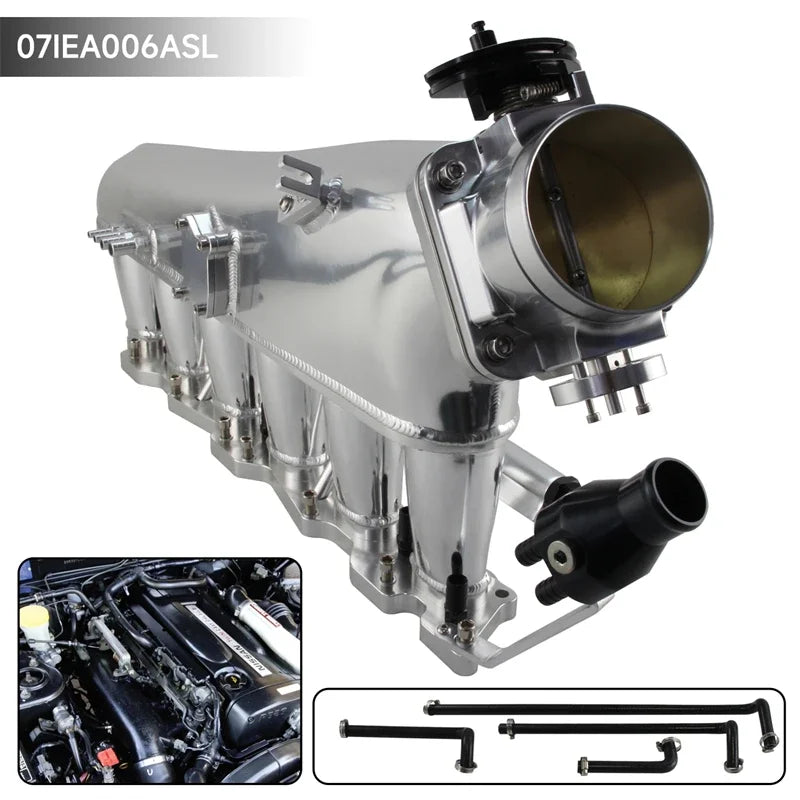 Ansaugbrücke + Kraftstoffrail + 90mm Drosselklappe für Nissan Skyline R32 RB20DET (1989–1994) – Aluminium Billet Intake Kit für RB20 2.0L Turbo