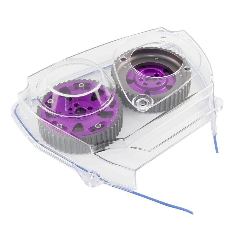 Nockenwellenräder + Zahnriemenabdeckung aus Polycarbonat für Nissan Skyline R32 / R33 RB25DET (1989–1998) – Cam Gear Pulleys & Timing Belt Cover