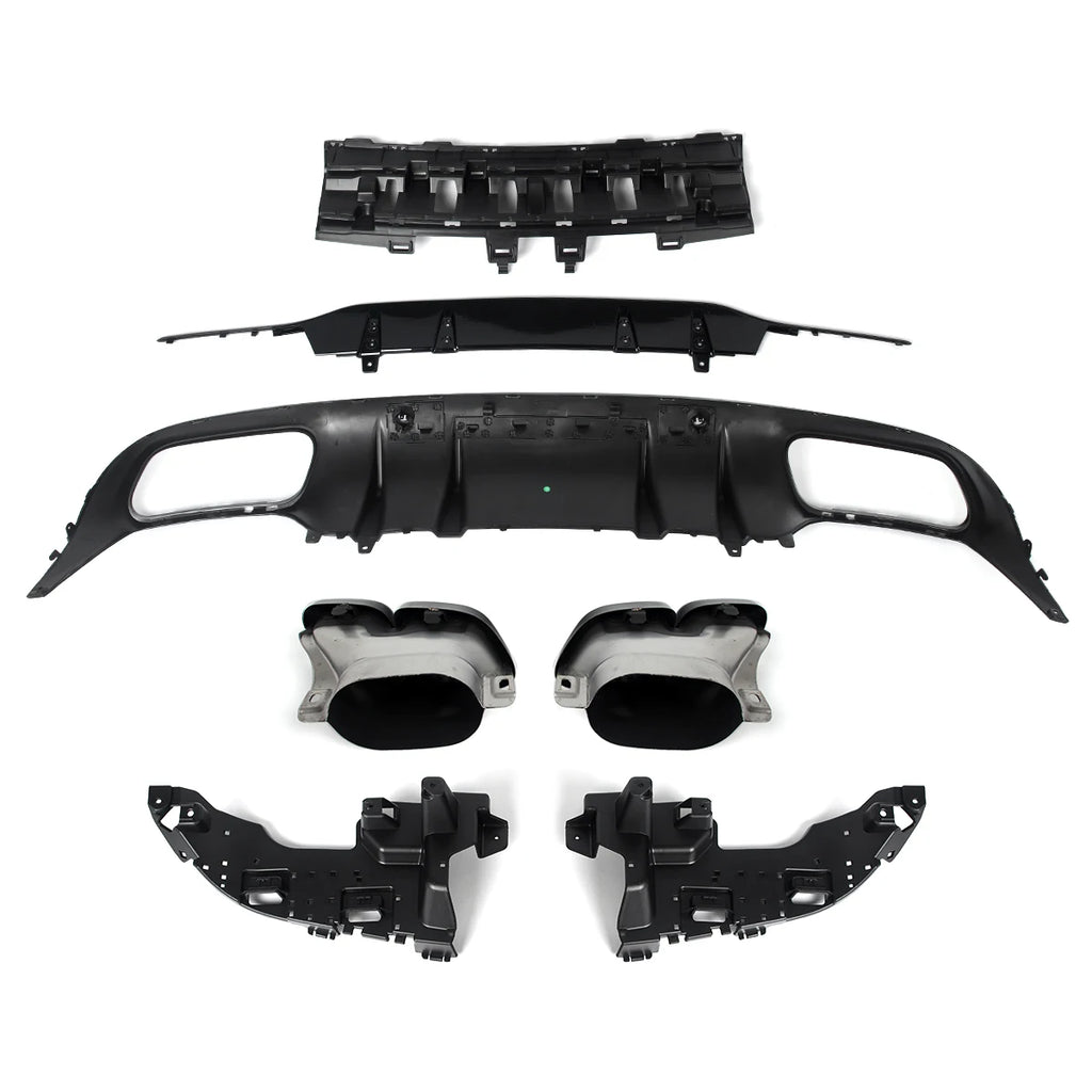 Heckdiffusor mit Endrohren im C63 Style für Mercedes-Benz C-Klasse C205 / A205 Coupé & Cabrio (2015–2018) – nur für AMG-Line Stoßstange