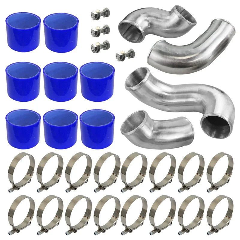 Ladeluftkühler-Rohrleitungskit (Front-Mount) passend für **Nissan Skyline R33 / R34 GTR RB26DETT**, erhältlich in **Schwarz / Rot / Blau**