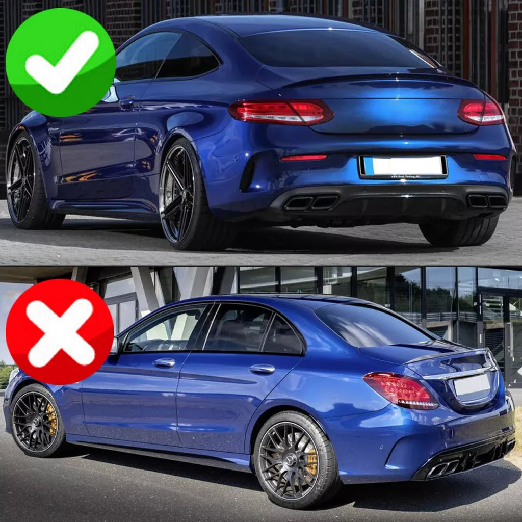 Heckdiffusor mit Endrohren im C63 Style für Mercedes-Benz C-Klasse C205 / A205 Coupé & Cabrio (2015–2018) – nur für AMG-Line Stoßstange