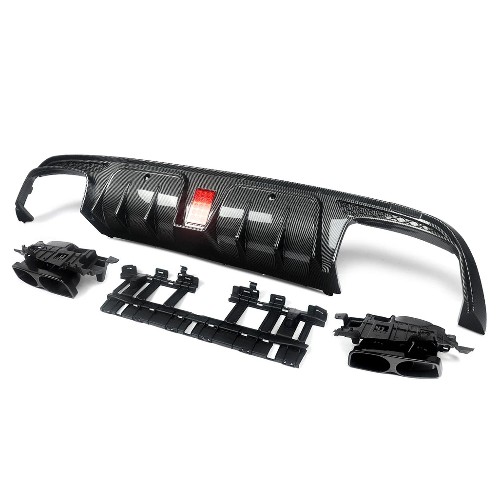 Heckdiffusor im Carbon-Look oder Schwarz für Mercedes C63/C63S/C43 AMG W205 Limousine (2015–2021) – inkl. Endrohrblenden