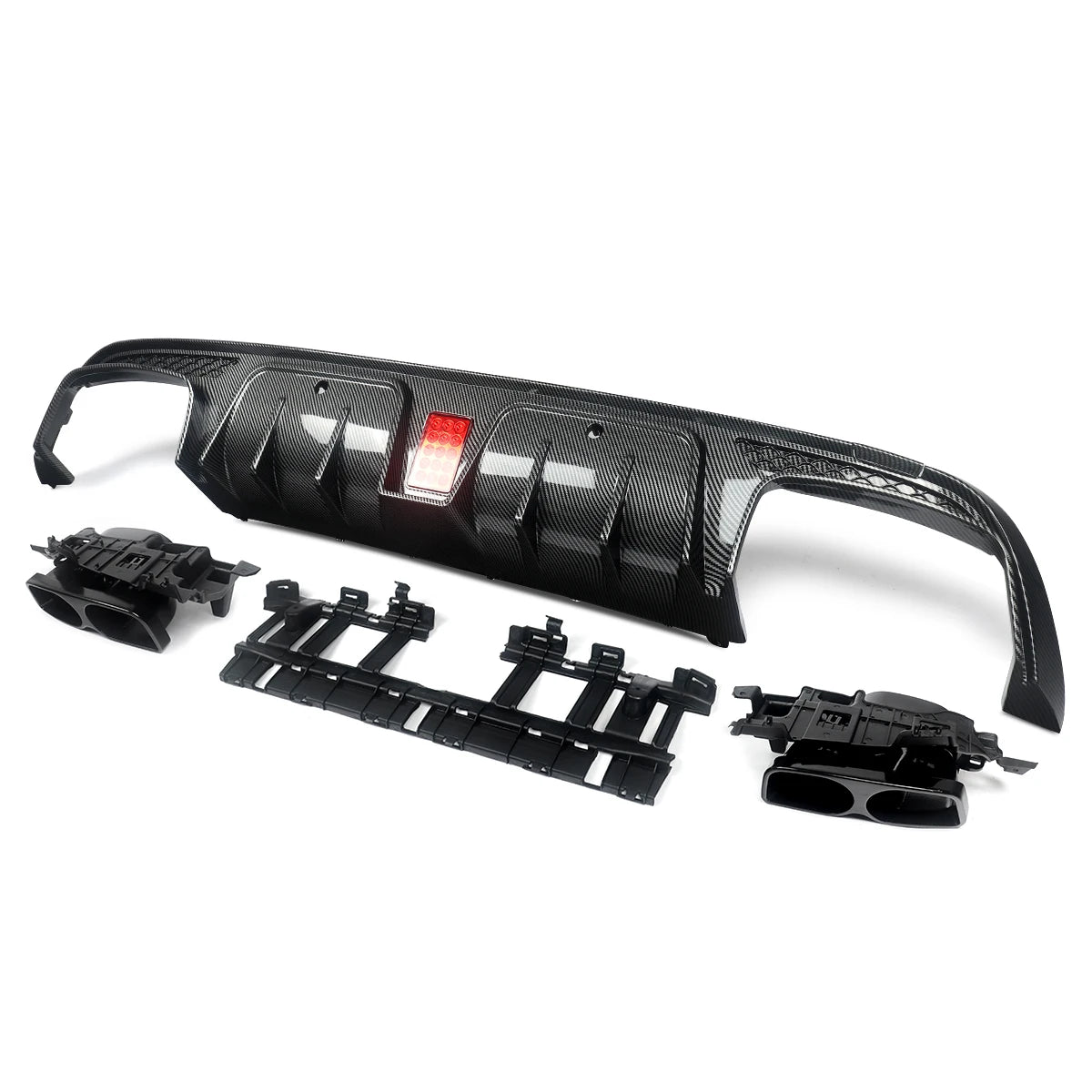 Heckdiffusor im Carbon-Look oder Schwarz für Mercedes C63/C63S/C43 AMG W205 Limousine (2015–2021) – inkl. Endrohrblenden
