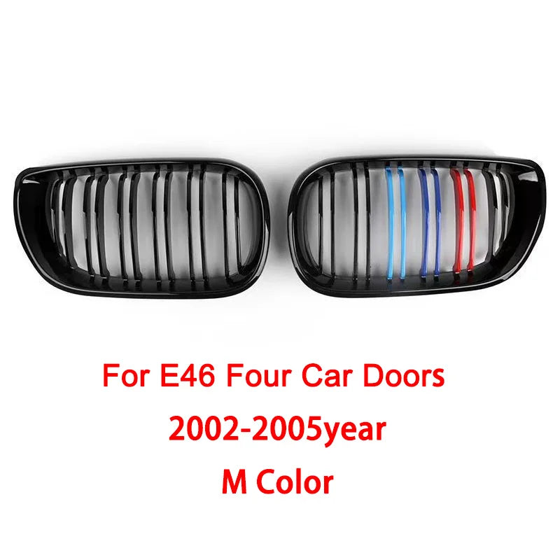 Doppelsteg-Nieren / Frontgrill in Schwarz für BMW 3er E46 Limousine (2002–2005) – Kühlergrill Set links & rechts, 320i / 325i / 325xi / 330i / 330xi
