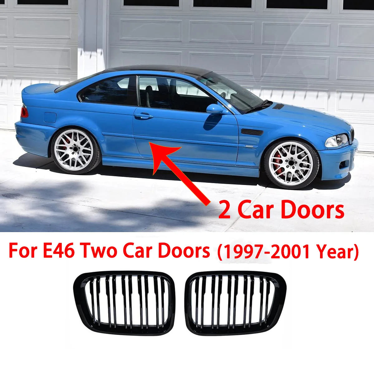 Doppelsteg-Nieren / Frontgrill in Schwarz für BMW 3er E46 Limousine (2002–2005) – Kühlergrill Set links & rechts, 320i / 325i / 325xi / 330i / 330xi