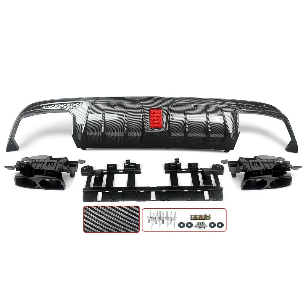 Heckdiffusor im Carbon-Look oder Schwarz für Mercedes C63/C63S/C43 AMG W205 Limousine (2015–2021) – inkl. Endrohrblenden