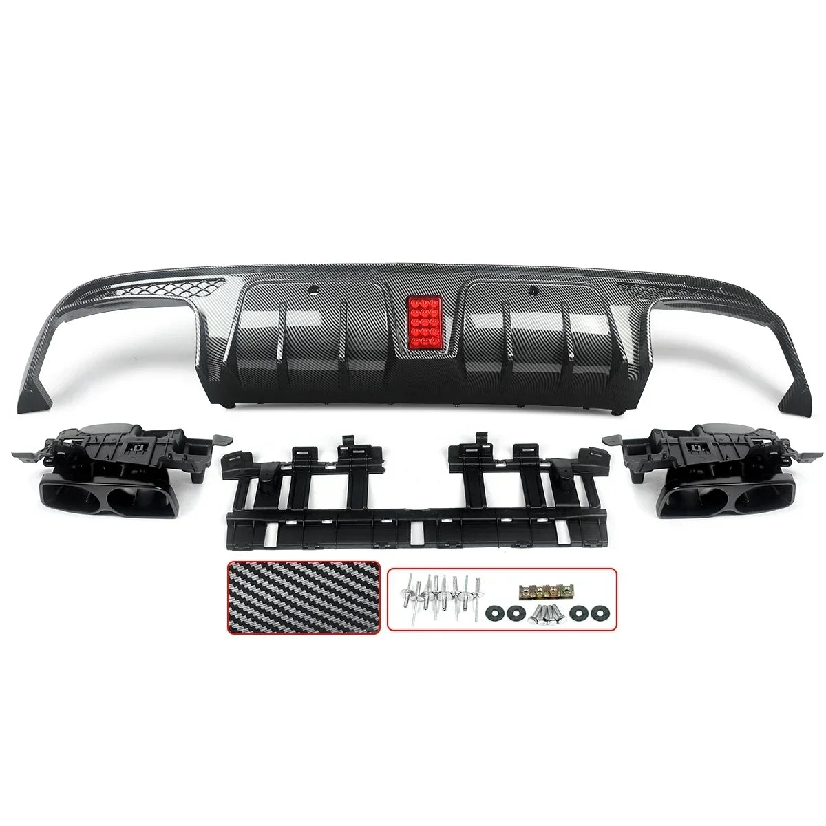 Heckdiffusor im Carbon-Look oder Schwarz für Mercedes C63/C63S/C43 AMG W205 Limousine (2015–2021) – inkl. Endrohrblenden