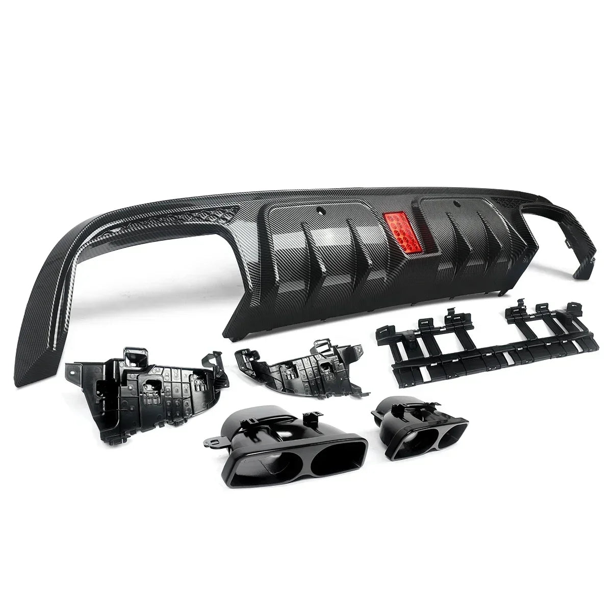 Heckdiffusor im Carbon-Look oder Schwarz für Mercedes C63/C63S/C43 AMG W205 Limousine (2015–2021) – inkl. Endrohrblenden